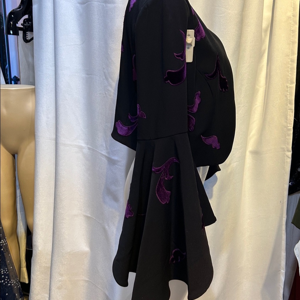 Alberto Makali Black Jacket with Purple Velvet Appliqués - Picture 3 of 6